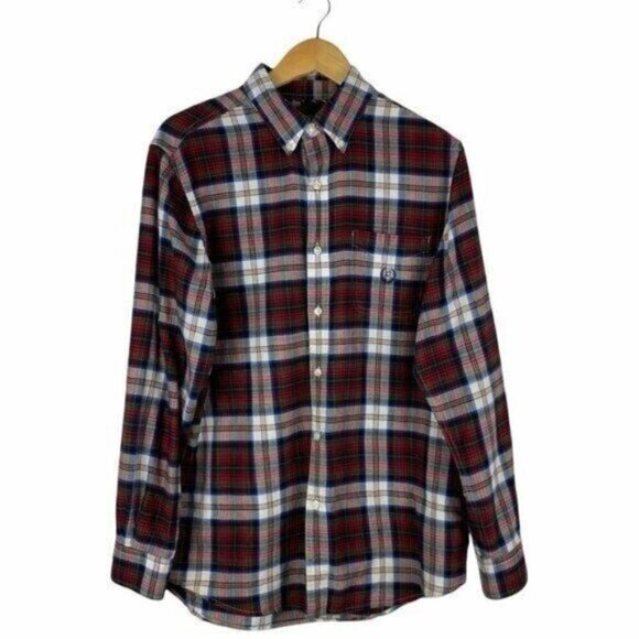 Chaps Men's Red Plaid Long Sleeve Button Down Cotton Oxford Shirt US M - Picture 1 of 6